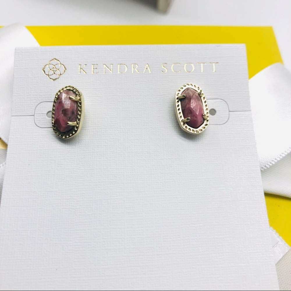 Kendra Scott Emery Pink and Gold Stud Earrings NWT
